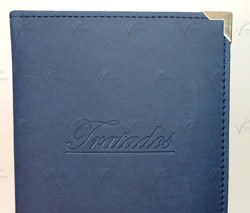 PORTA TRATADOS CON TARJETA Y ESQUINERO METÁLICO COSIDO (S/MICAS) RELIEVE