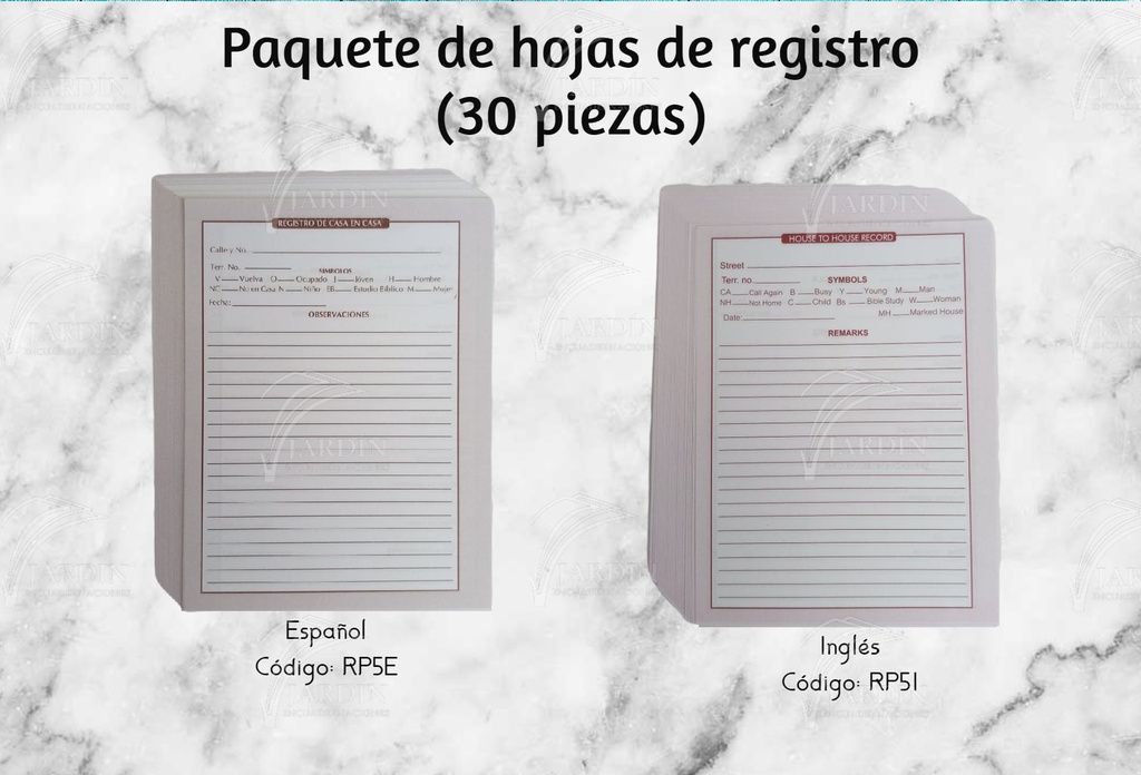PAQ. H. P/REGISTRO DE CASA (30 H.) 10.5  X 14 CM