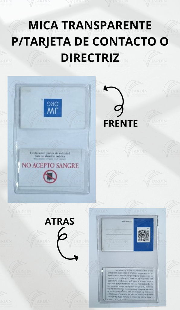 MICA TRANSPARENTE P/TARJETA DE CONTACTO O DIRECTRIZ