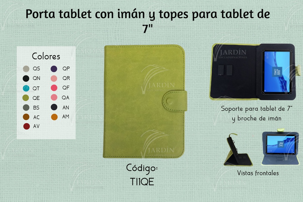 PORTA TABLET C/IMÁN Y TOPES 7"-8" GRABADO JW QUEMANTE GRIS CLARO 1