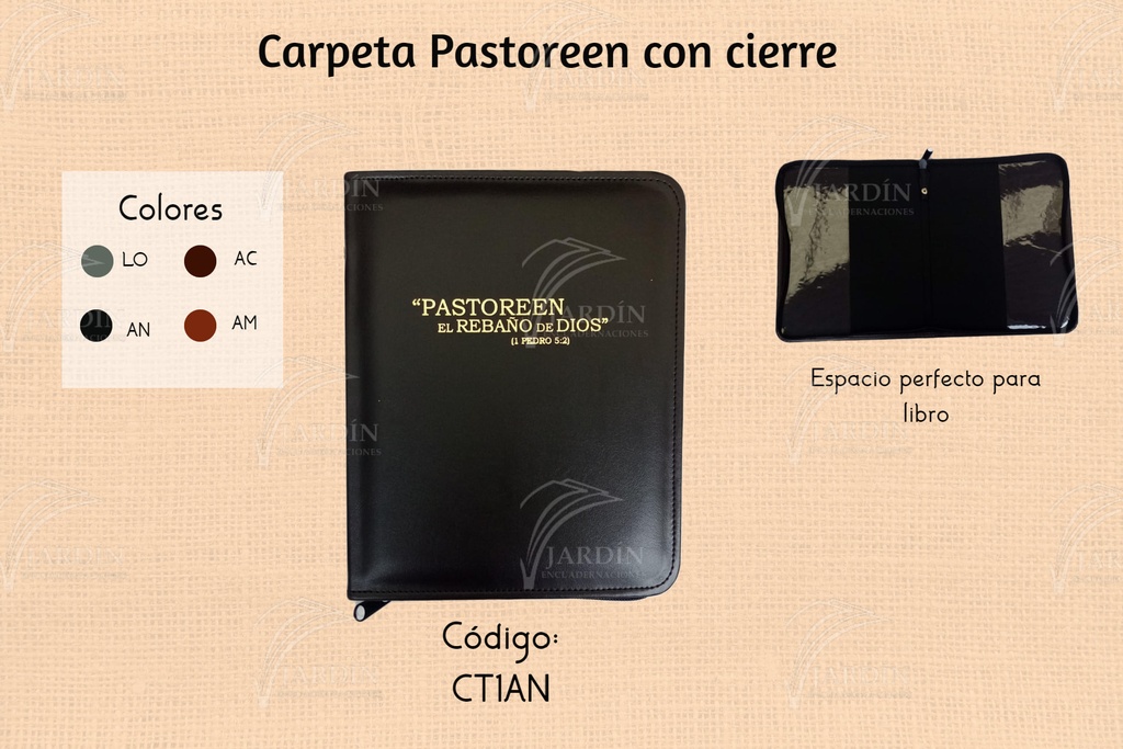 CARPETA PASTOREEN C/CIERRE GRABADA SINTÉTICO VINO