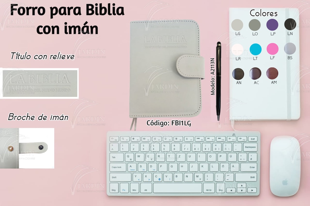 FORRO BIBLIA MEDIANA C/IMÁN INGLÉS RELIEVE SINTÉTICO