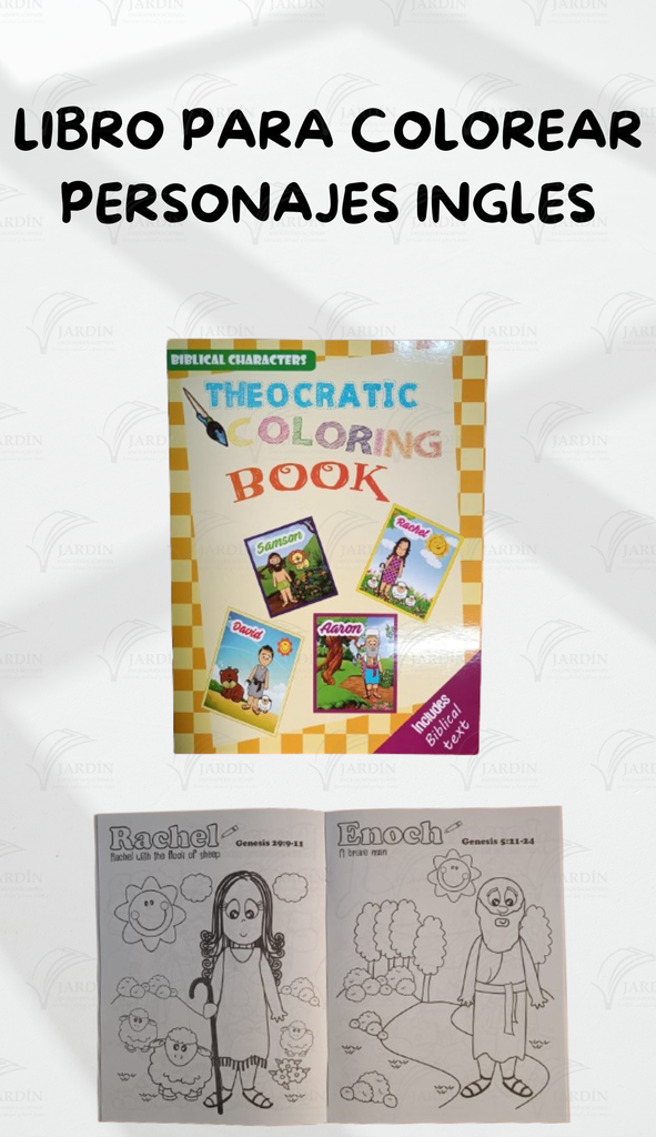 LIBRO PARA COLOREAR PERSONAJES INGLÉS (NOÉ, SANSÓN, ETC.) ( 21 X 28 CM)