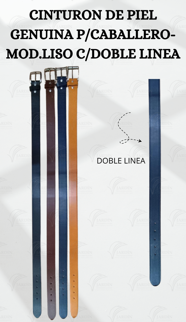 CINTURÓN DE PIEL GENUINA P/CABALLERO-MOD.LISO C/DOBLE LÍNEA