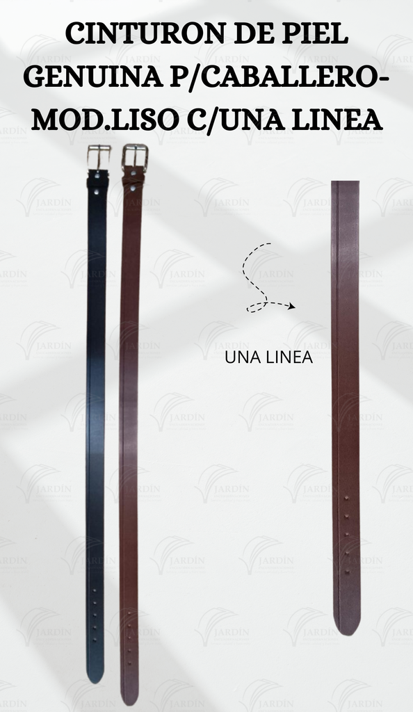 CINTURÓN DE PIEL GENUINA P/CABALLERO-MOD.LISO C/UNA LÍNEA