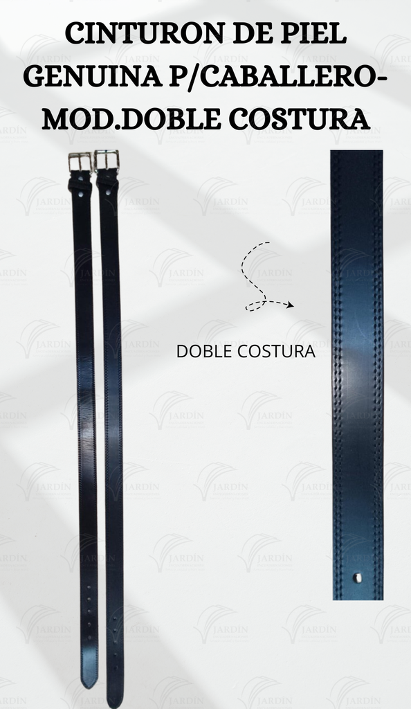 CINTURÓN DE PIEL GENUINA P/CABALLERO-MOD.DOBLE COSTURA