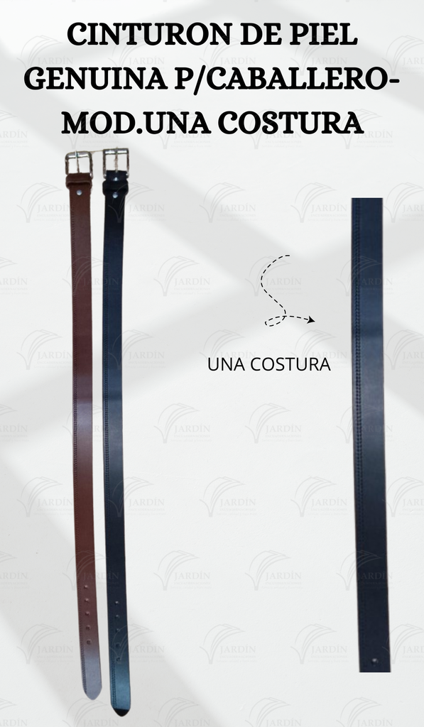 CINTURÓN DE PIEL GENUINA P/CABALLERO-MOD.UNA COSTURA