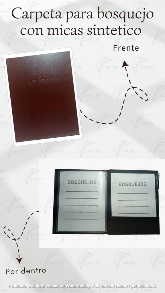 CARPETA BOSQUEJOS C/ MICAS INGLÉS COSIDA RELIEVE SINTÉTICO