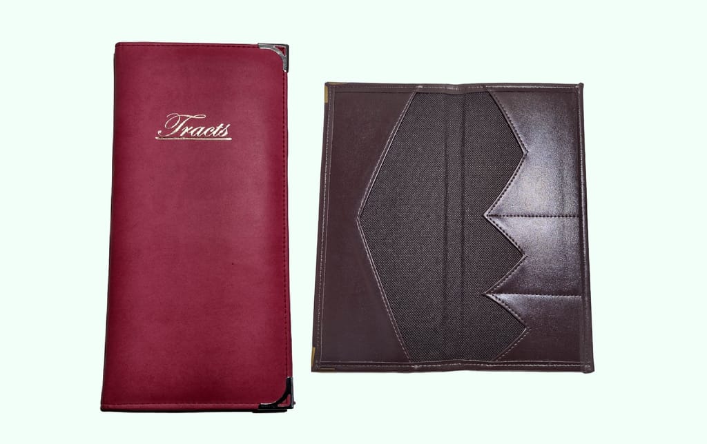 PORTA TRATADOS CON TARJETA Y ESQUINERO METÁLICO COSIDO GRABADO INGLÉS (S/MICAS)