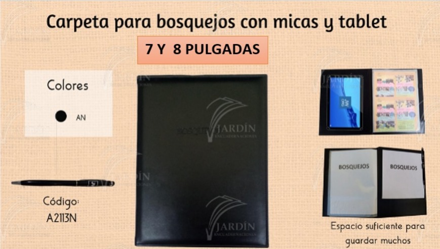 CARPETA BOSQUEJOS C/ MICAS Y TABLET COSIDA RELIEVE SINTÉTICO NEGRO