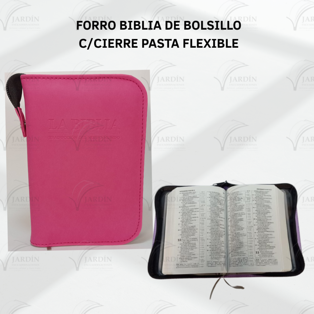 FORRO BIBLIA DE BOLSILLO C/CIERRE PASTA FLEXIBLE RELIEVE CALIFORNIA