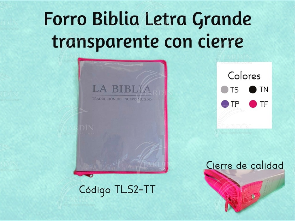 FORRO BIBLIA GRANDE C/CIERRE TRANSPARENTE