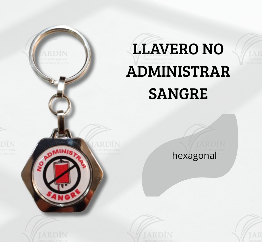 LLAVERO "NO ADMINISTRAR SANGRE" NIQUEL