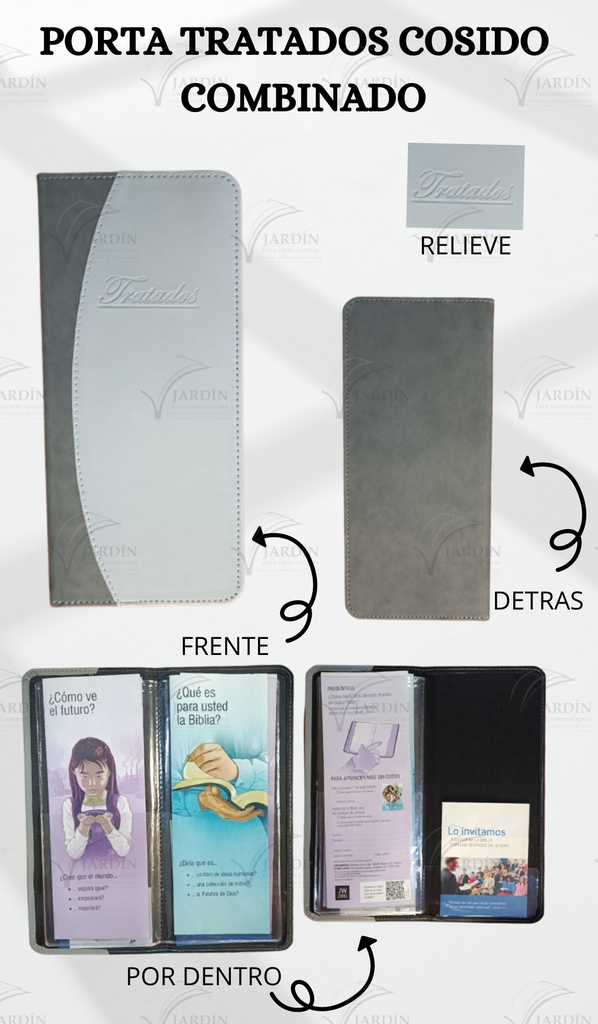 PORTA TRATADOS COSIDO RELIEVE DISEÑOS COMBINADOS