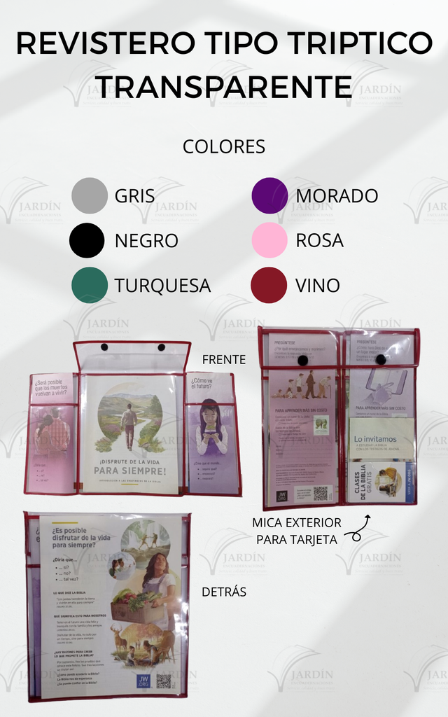REVISTERO TIPO TRÍPTICO TRANSPARENTE