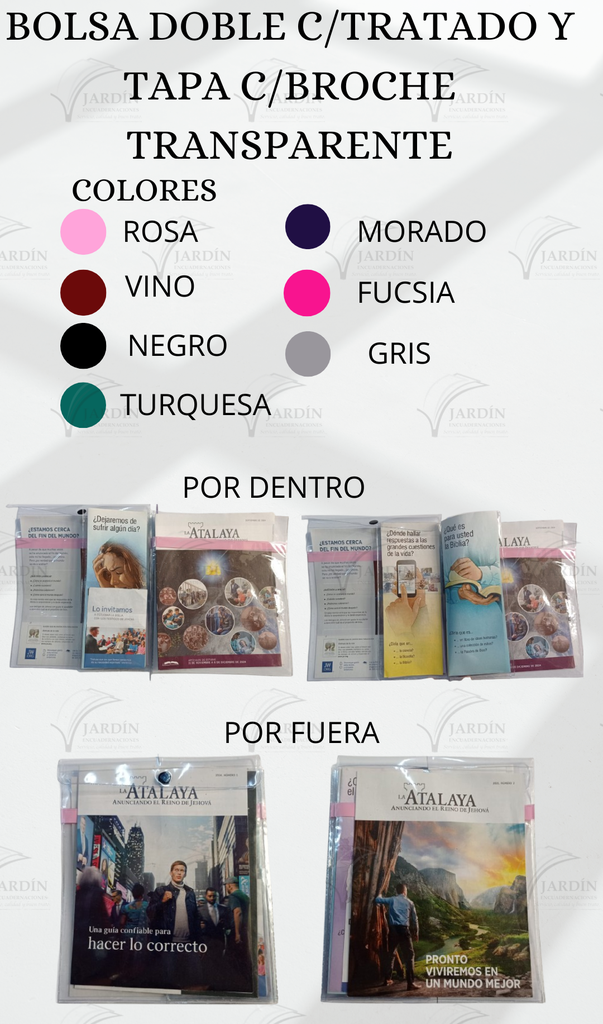 BOLSA DOBLE C/TRATADO Y TAPA C/BROCHE TRANSPARENTE