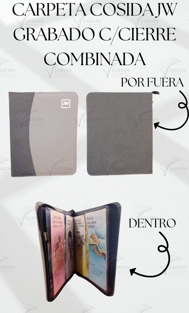 CARPETA COSIDA JW GRABADO C/CIERRE COMBINADA