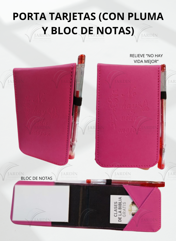 PORTA TARJETAS (INCLUYE PLUMA Y BLOC DE NOTAS)