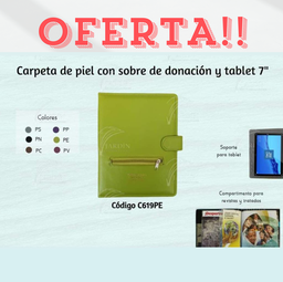 CARPETA CON SOBRE DE DONACIÓN EN PIEL Y TABLET 7"-8"