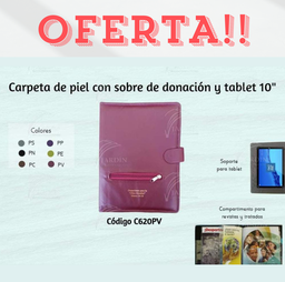 CARPETA CON SOBRE DE DONACIÓN EN PIEL Y TABLET 9"-10"