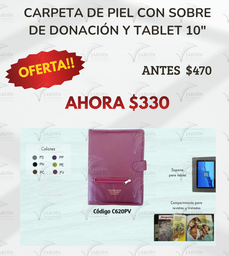 CARPETA CON SOBRE DE DONACIÓN EN PIEL Y TABLET 9"-10"