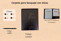 [CO4-AC] CARPETA BOSQUEJOS C/ MICAS COSIDA RELIEVE SINTÉTICO CAFÉ