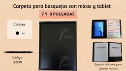 CARPETA BOSQUEJOS C/ MICAS Y TABLET COSIDA RELIEVE SINTÉTICO NEGRO
