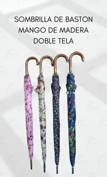 [SOMB-02] SOMBRILLA DE BASTÓN MANGO DE MADERA (DOBLE TELA)