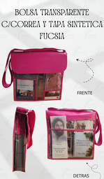 BOLSA TRANSPARENTE C/CORREA Y TAPA SINTÉTICA (28x23cm)