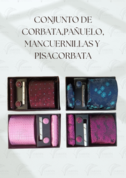 [MANC-02] CONJUNTO DE CORBATA,PAÑUELO,MANCUERNILLAS Y PISACORBATA