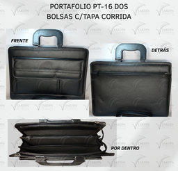 PORTAFOLIO PT-16 DOS BOLSAS C/TAPA CORRIDA