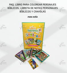 PAQ. LIBRO PARA COLOREAR PERSONAJES BIBLICOS, LIBRETA NOTAS PERSONAJES BÍBLICOS Y CRAYOLAS