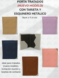 PORTA TRATADOS CON TARJETA Y ESQUINERO METÁLICO COSIDO S/MICAS RELIEVE